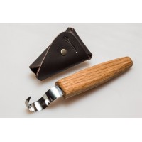 SK1S Cutit de cioplit linguri 25mm, cu maner de stejar si in teaca de piele, BeaverCraft