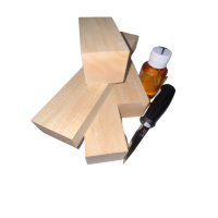 Set 4 blocuri din lemn de tei pentru cioplit cu 50 ml ulei tung + cutit Morakniv sculptura basic