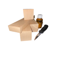 Set 4 blocuri din lemn de cires pentru cioplit cu 50 ml ulei tung + cutit Morakniv sculptura basic
