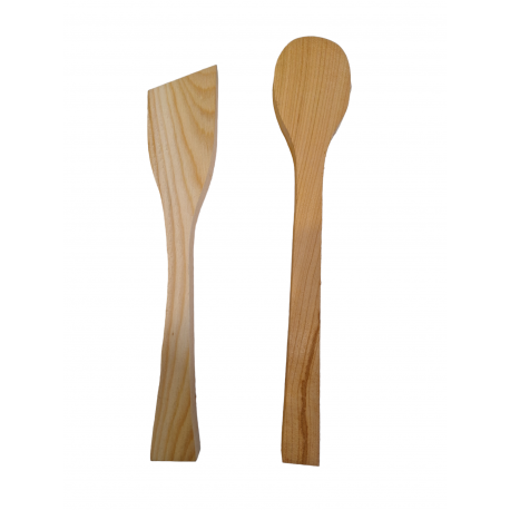 Set lingura subtire si spatula de cioplit din lemn de cires