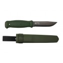 Cutit Garberg Green Carbon negru cu teaca polimer, pentru camping, outdoor, vanatoare, Morakniv