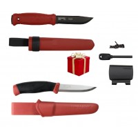 Cutit Morakniv Garberg Dala Red, lama otel carbon + CADOU kit supravietuire si cutit Companion Dala Red