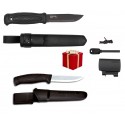 Cutit Morakniv Garberg Black, lama otel carbon + CADOU kit supravietuire si cutit Companion Black